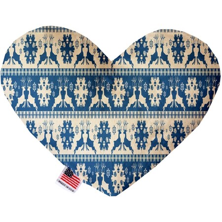 Mirage Pet Products Blue Reindeer Canvas Heart Dog Toy 6 in. 1273-CTYHT6